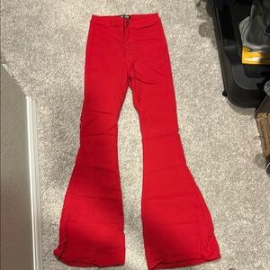 Red bell bottom Women's Jeans